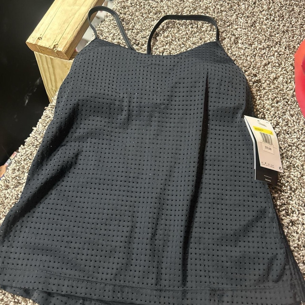 Nike Black Perforated Tankini Top